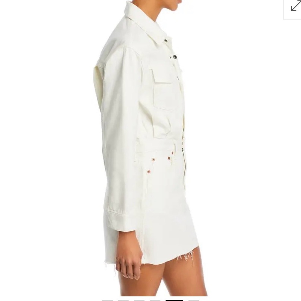 Pistola Nina Cotton Denim Mini Dress in Eggshell Size Small - Picture 3 of 13